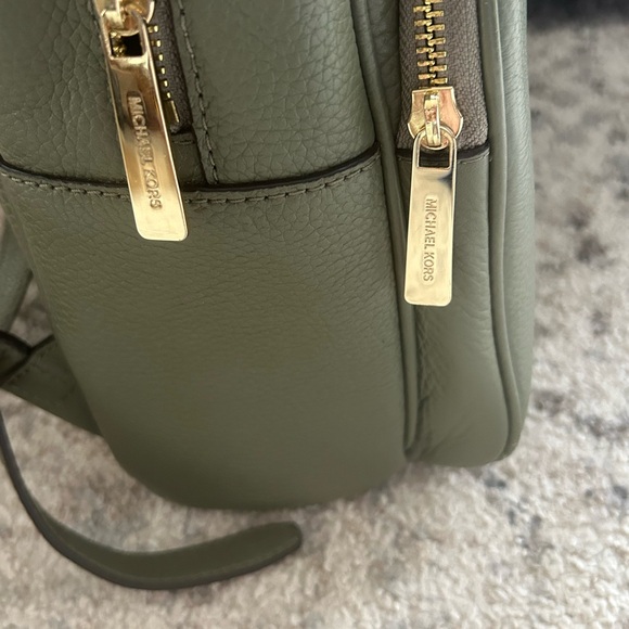 Michael Kors Olive Green Pebbled Leather Mini Backpack Gold Hardware NWOT - Picture 9 of 16